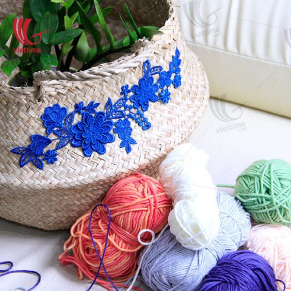 Flower Embroidery Belly Seagrass Basket