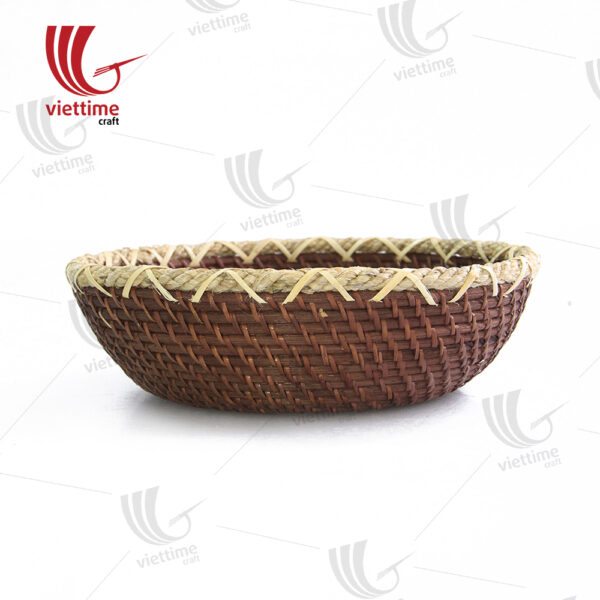 Round Brown Rattan Tray Collection