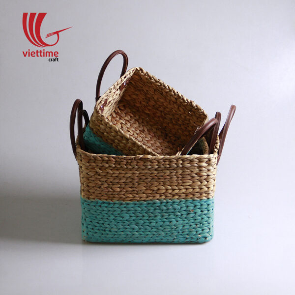 Water Hyacinth Basket With Leather Handle