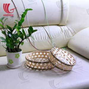 Vintage HandWoven Round Bamboo Basket Tray