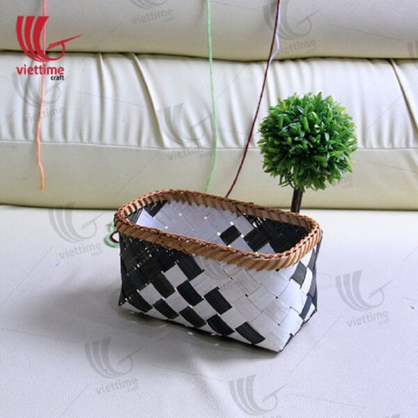 Black and White Weaving Bamboo Basket