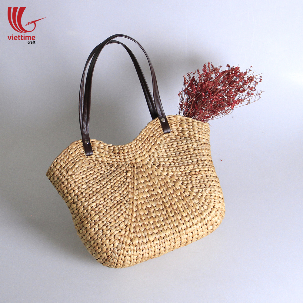 Buy Water Hyacinth Handbag With Cane Handle- Green and Natural at Amazon.in
