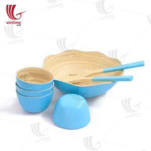 Blue Bamboo Salad Bowl Set