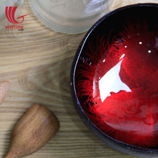 Coconut Shell Bowl With Droplet Pattern Lacquer