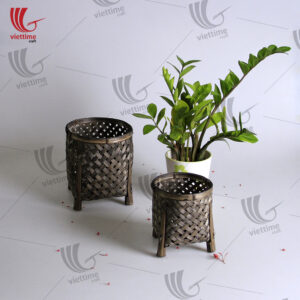Black Weaving Bamboo Basket Set