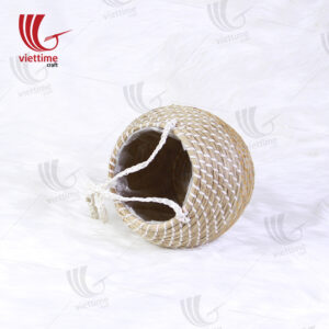 Round Seagrass Hanging Planters With Plastic String