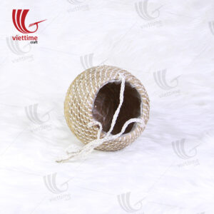 Round Seagrass Hanging Planters With Plastic String