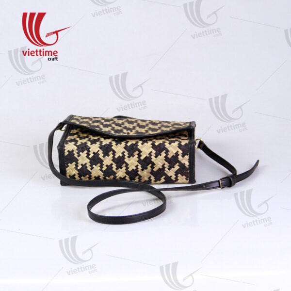 Woven Lepironia Handbag With Leather Handle