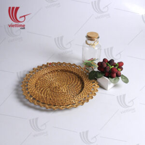 Round Brown Beautiful Round Rattan Charger PlateRattan Charger Plate