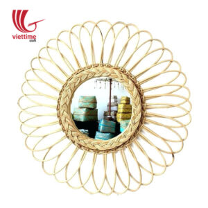 Sunflower Shape Rattan Mirror