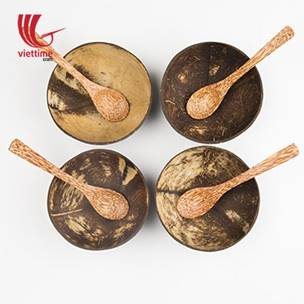 Coconut Shell Bowls & Spoons Set Of 4