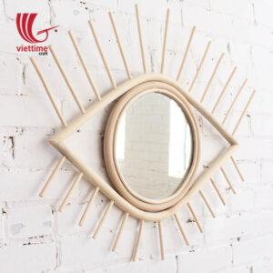 Eye Shape Rattan Mirror