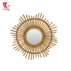 Remarkable Sun Shaped Rattan Mirror
