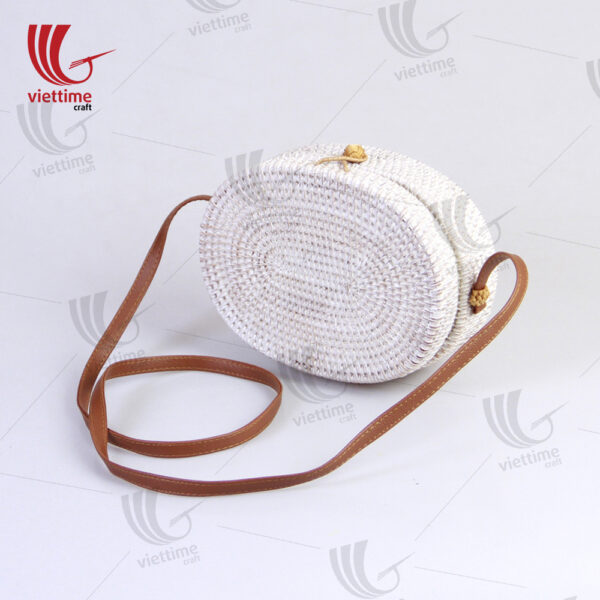 White Oval Rattan Handbags