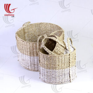 Dipped White Seagrass Storage Basket