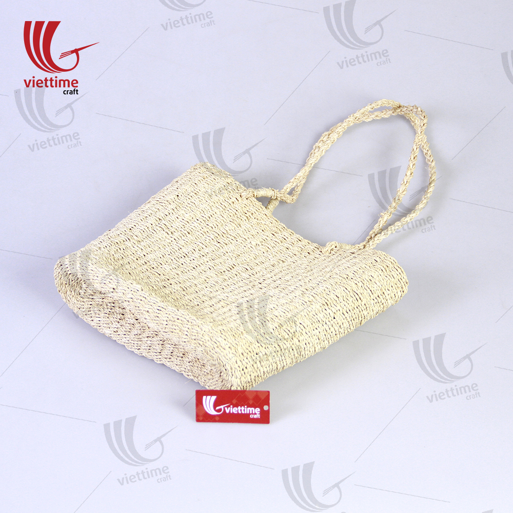 Jute bag with window, handles and button closure (58.08.68) - Art From Italy