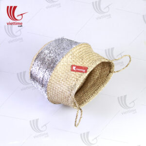 White Sequin Dipped Seagrass Basket