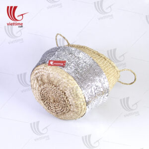White Sequin Dipped Seagrass Basket