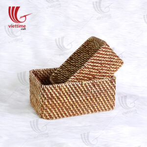 Wicker Display Rectangle Rattan Basket Set Of 2