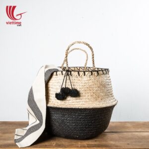 Dipped Black Belly Basket With Hanging Pompom