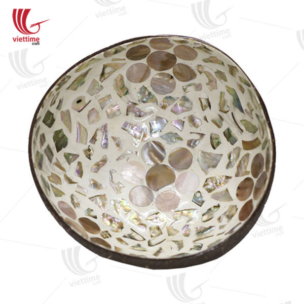 Coconut Bowl White Inlaid Mother Of Pearl