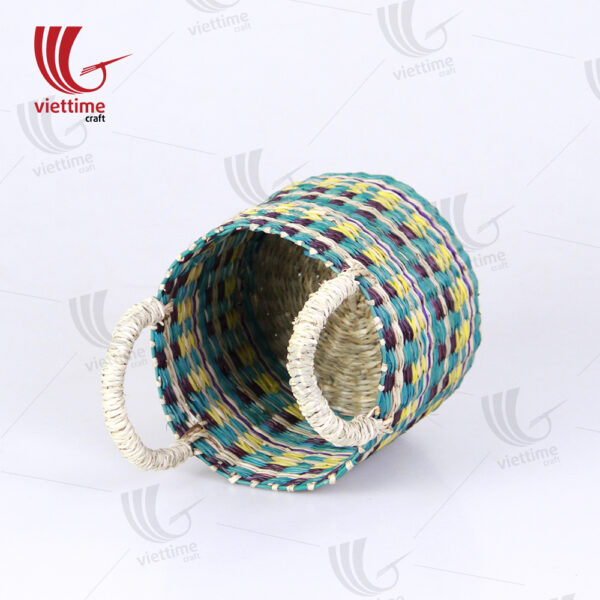 Round Colorful Basket With Handle