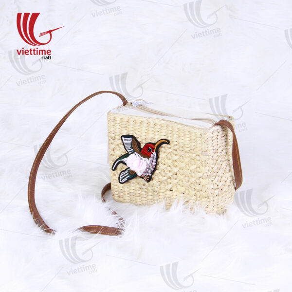 Bird Embroidered Small Water Hyacinth Bag