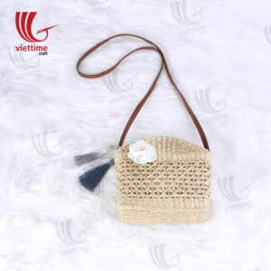 Attached White Flower Bag With Tassel