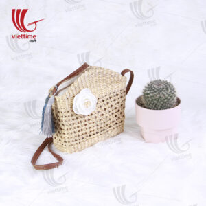 Attached White Flower Bag With Tassel