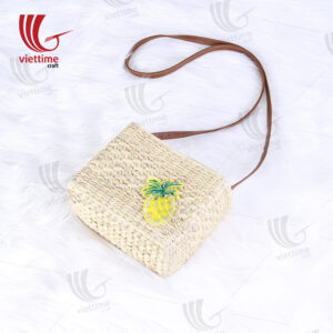 Pineapple Embroidered Small Water Hyacinth Bag