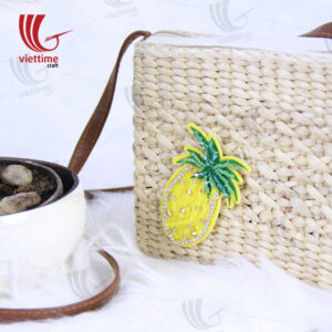 Pineapple Embroidered Small Water Hyacinth Bag