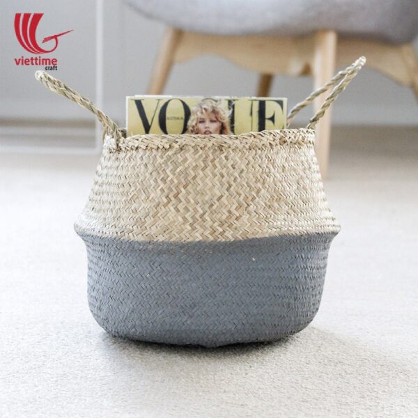 Dipped Grey Seagrass Belly Basket