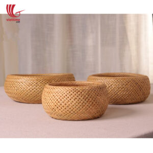 Small Round Weaving Bamboo Basket Set Of 3