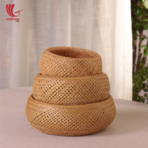 Small Round Weaving Bamboo Basket Set Of 3