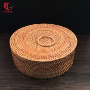 Round Rattan Candy Box With 5 Compartments