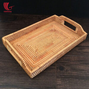Rectangle Rattan Tray With Handle Set Of 2