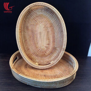 Brown Oval Rattan Tray Set Of 2 Wholesale