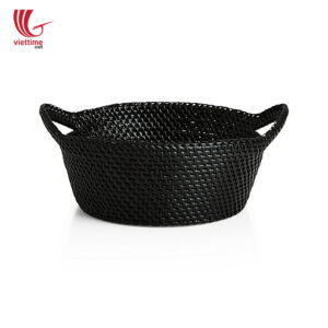 Rattan Black Cake And Bread Basket For Meal