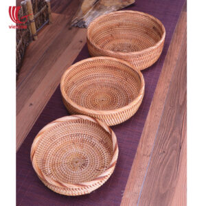 Round Rattan Basket Bowl Set Of 3 Wholesale