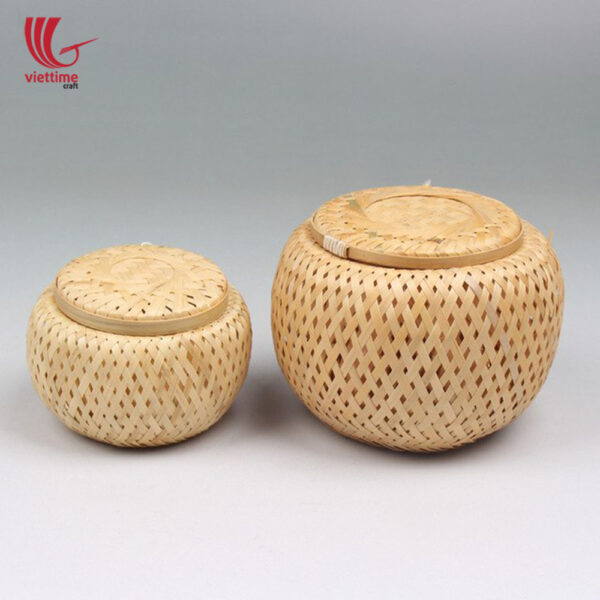 Weaving Bamboo Tea Storage Basket Set Of 2