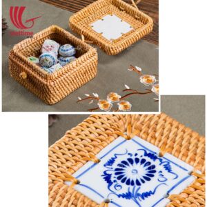 Decorative Small Square Rattan Candy Box