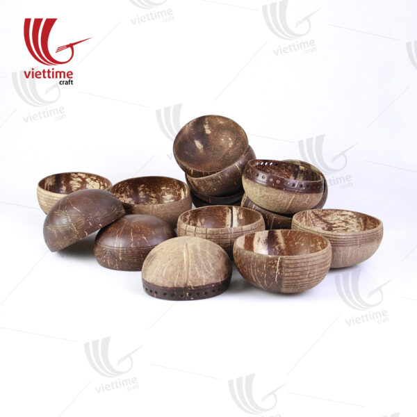Stripe Carved Natural Coconut Bowls Wholesale