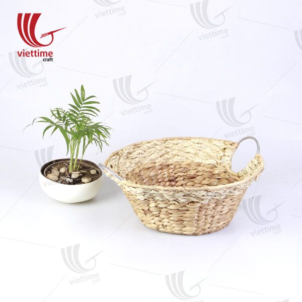 Round Water Hyacinth Basket With Handle