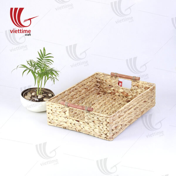Water Hyacinth Basket With Wooden Handle