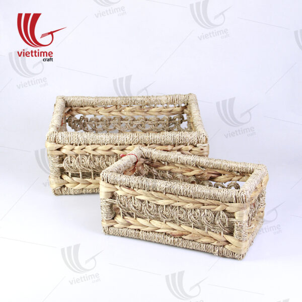 Water Hyacinth Basket With Seagrass Set Of 2