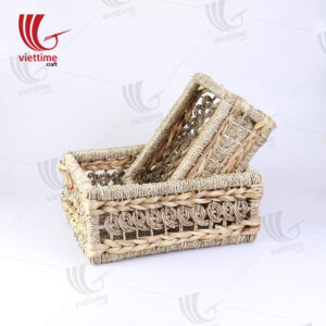 Water Hyacinth Basket With Seagrass Set Of 2