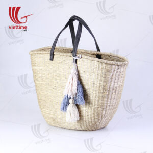 Seagrass Basket Tote Bag With Tassel