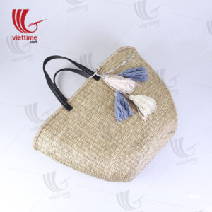 Seagrass Basket Tote Bag With Tassel