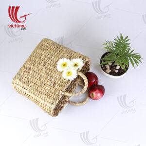 Water Hyacinth Basket Bag With White Flower