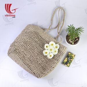 Seagrass Handbag With Beautiful White Flower